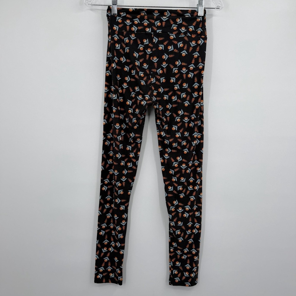 LuLaRoe Pants Womens One Size Black Geometric Jegging Pull On Elastic Waist